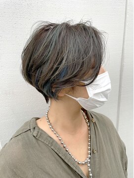 ルーファス 恵比寿 渋谷(Ruufus) ブルーアッシュハイライトボブ【Ruufus恵比寿渋谷】3157b