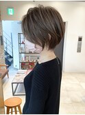 《30代40代》白髪ぼかしハイライト×前下がりボブ【イケダ】