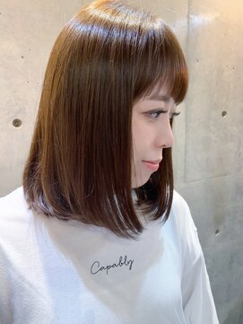 ナイン 田辺(nine) 切りっぱなしミディアムボブ　髪質改善