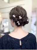 編み込みスタイル_まとめ髪_ゆるふわ