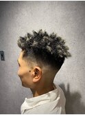 極道パーママンバンヘアスペインカールダークアッシュマッシュ