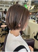 大人ショートボブ丸みショートカットマッシュショート前髪あり