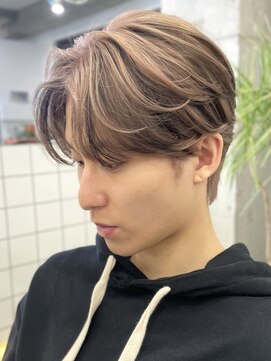 サンクマーケット 渋谷(cinq MARKET) 渋谷メンズブリーチカラーミルクティーベージュセンターパート