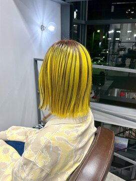 ヘアー アイス 御器所本店(HAIR ICI) 根元が伸びている人にもオススメのデザインカラー パツっとボブ