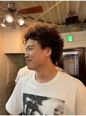 MEN’S HAIR/ブルーブラック/フェザーパーマ/心斎橋