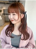 ロングダブルカラー韓国ヘア顔周りレイヤー_F31021