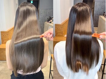 アルバム 池袋(ALBUM)の写真/柔らかく自然なストレートを実現！ブリーチ毛・カラー同時施術もOKな優しい薬剤でツヤ感溢れる美髪へ。