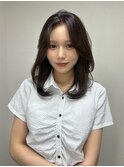 レイヤー　ミディアム　顔まわり　前髪　暗髪　福岡美容室