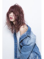 ミエルヘアーエスト 新宿店(mielhair est)&nbsp;重ためバング×コーラルピンク