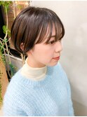 丸みショート、耳掛けショート、アッシュブラウン、グレージュ