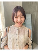 パープルブラウン　ショートボブ　ボブ