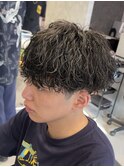 波巻きスパイラル刈り上げマッシュ