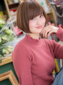カバーヘア イヴ 戸頭店(COVER HAIR EVE) 斜めバング前下がりココアブラウン大人ボブc5戸頭20代30代40代