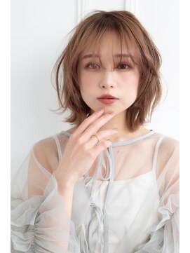 アールイーノウン 阿倍野区昭和町店(re; nown) 小顔外ハネミディアムアッシュ20代30代40代くびれミディ韓国ヘア