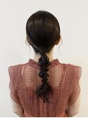 タイト編みおろしヘアアレンジ 結婚式お呼ばれ二次会ヘア