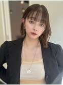 小顔薄めバングシアーカラーレイヤーナチュラルカール前髪ロブ