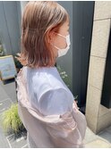天神 大名 インナーカラーボブ オレンジ