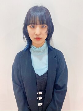 ギグスダブル 栄久屋大通店(gigs double) 艶髪ウルフショート/デザインカラー/ブルー