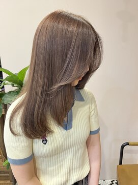 ザトエル 栄(THE TOEL) ミルクティーベージュダブルカラーブリーチなし髪質改善カラー