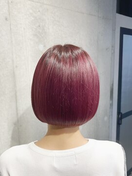 アンサム 下北沢店(UNSOME) ミニボブ/ピンクカラー/切りっぱなしボブ