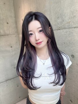 ロンドメリア 天神大名店(Lond Melia) ★丸型逆三角ホワイトグレージュデジタルパーマチェリーブラウン