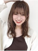 ハイライトカラー外ハネボブ美髪モテ髪アプリコットオレンジ
