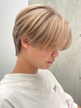 サンクマーケット 渋谷(cinq MARKET) 渋谷メンズブリーチカラーミルクティーベージュセンターパート