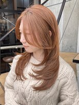 ミリ(mm)&nbsp;レイヤーカット オレンジ カラー 韓国 髪質改善 仙台