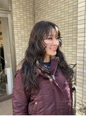 外国人風パーマ/ロングヘア/ロングパーマ/顔まわりカット