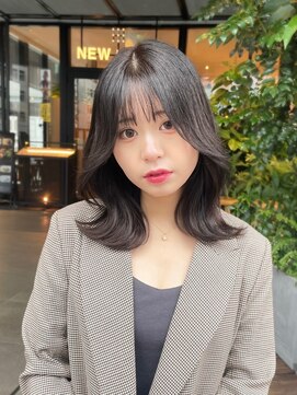 ノク 渋谷(nok) 韓国ヘアミディアム_グレージュくびれヘアココアベージュ