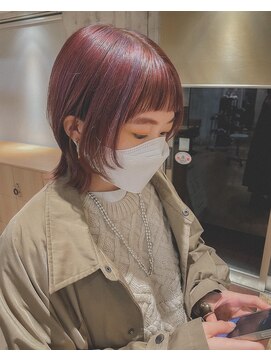 クラップス 上大岡(CLAPS) チェリーレッド/ウルフ/ショートバング/【1ブリーチ】