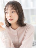 カーキグレージュミストバング小顔ウルフボブh2越谷20代30代40代