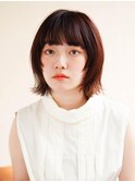 ミディアムヘア/斜めバング/グレージュカラー/新宿駅