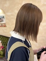 ブリーチなしベージュ 切りっぱなしボブストレートボブ 縮毛矯正