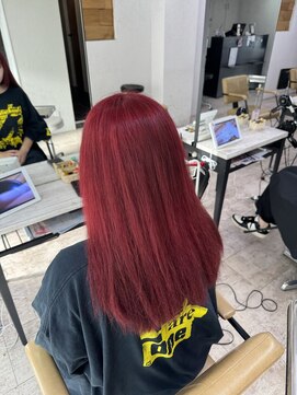 アジールヘア 所沢プロペ通り店(agir hair) ストロベリーレッド前髪イメチェンレイヤーケアブリーチ所沢韓国
