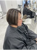 コントラストハイライト/丸みボブ/藤沢美容室