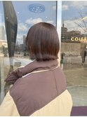 ブリーチなし！人気のブラウンカラーのミニボブ