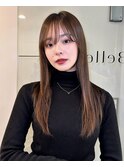 韓国ヘア　レイヤー　前髪カット　ベージュカラー　大人ヘア