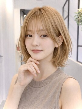 フリック 京都河原町店(FLICK) ★大人可愛いミディアムレイヤー/シャンパンベージュ/韓国巻き/