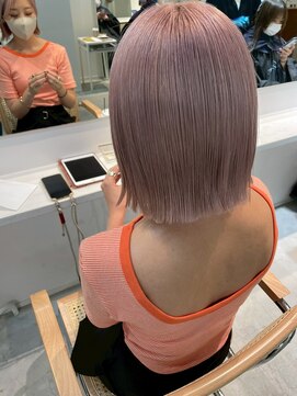  fit stand 千葉/ショートボブ/カット/パーマ/ダブルカラー/トリートメント/縮毛矯正 イメチェン/ピンクベージュ/アンブレラカラー[千葉]