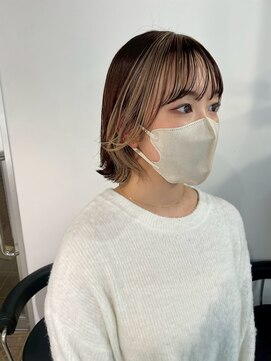  fit stand 千葉/ショートボブ/カット/パーマ/ダブルカラー/トリートメント/縮毛矯正 イメチェン/ピンクベージュ/アンブレラカラー[千葉]