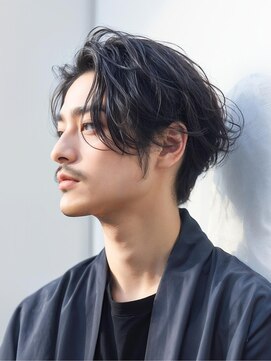 メンズ ソース 枚方(MEN'S SOURCE) ニュアンスパーマ×センターパート/メンズ