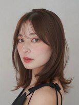 アンアミ オモテサンドウ(Un ami omotesando) くびれミディアムボブのハッシュカットに、シースルーバングとヘ