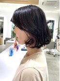 大人ショートボブ/デジタルパーマ/白髪ぼかし40代50代60代