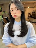 グレーベージュアッシュオリーブレイヤーロングミントアッシュ