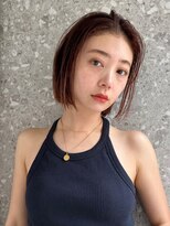ブリーチなしダブルカラーピンクベージュミディアムボブ20代