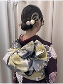 振袖にシンプルシニョン♪