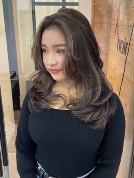 アップ(A+hair) ハイライトカラーミルクティーケアブリーチ白髪ぼかし髪質改善