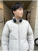 大人男性ナチュラルパーマビジカジ清潔感アッシュブラック