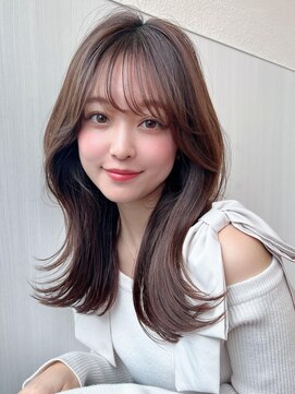 アフロート エル 大阪(AFLOAT L) 大人かわいいくびれヘアセミロング × ミルクティーベージュ